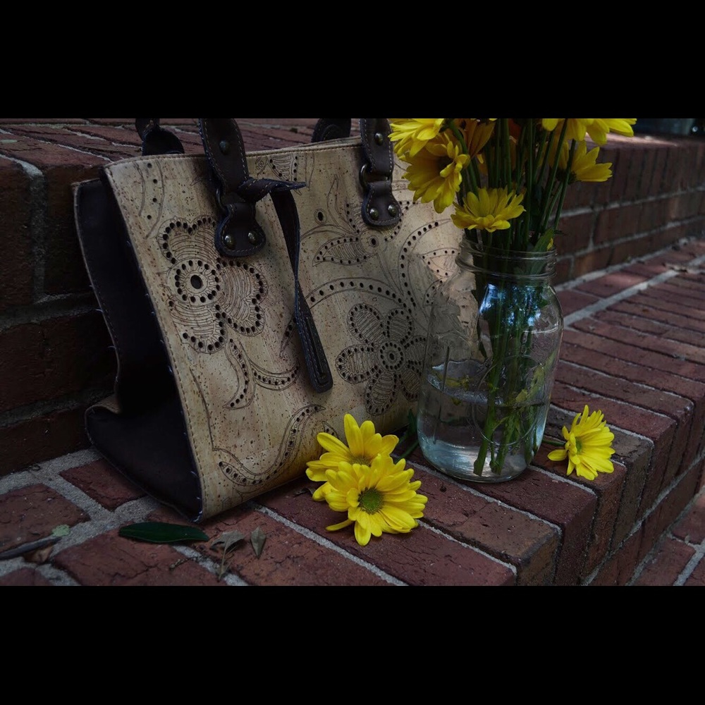 Handmade Top Handle Cork Handbag Ecofriendly
